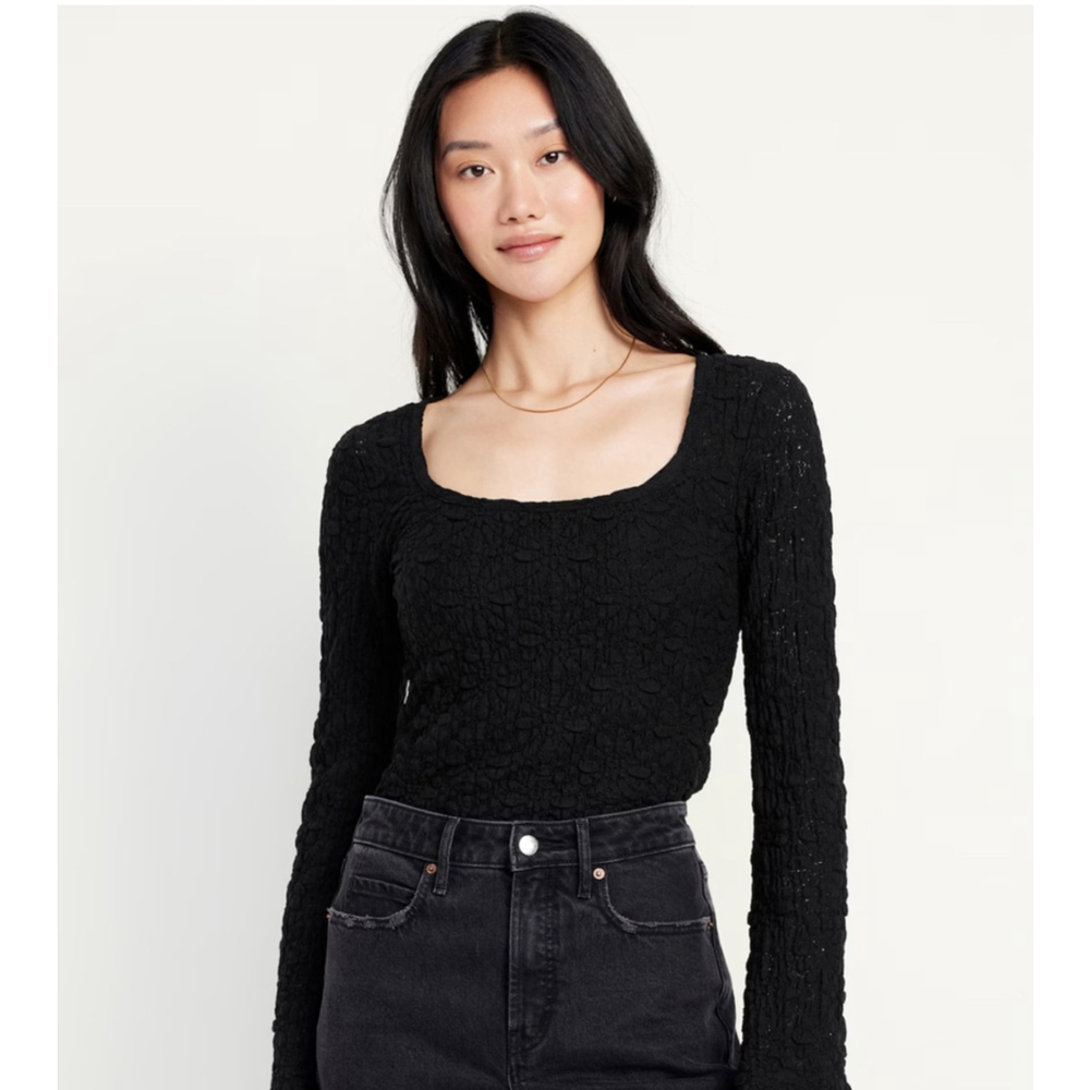 Old Navy Textured Lace Scoop Neck Top M